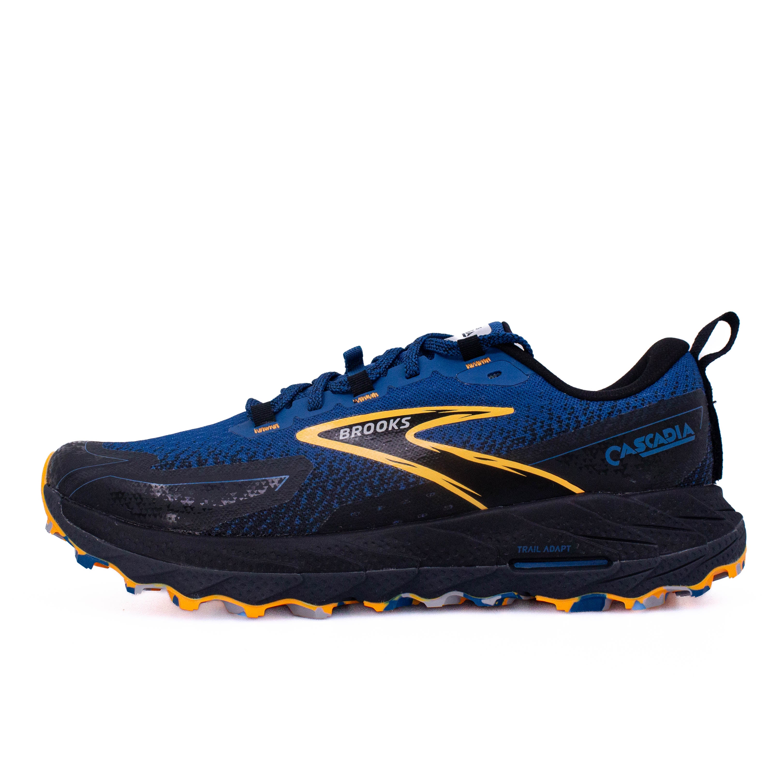 Brooks Cascadia 18 (D Standard) Mens Blue Sapphire/Orange/Black - Frontrunner Colombo